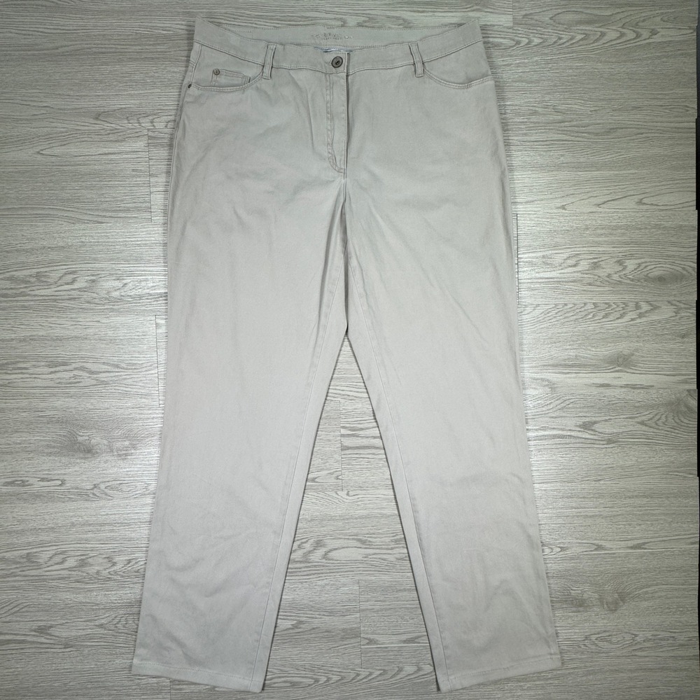 Brax Womens Pants Carola Straight Leg Beige Tan Size 20L Rhinestone Pockets‎